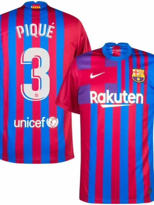 Retro Barcelona domicile Piqué 3 maillot 2021-2022 (Official Printing) Size S-XXL Non-Customize