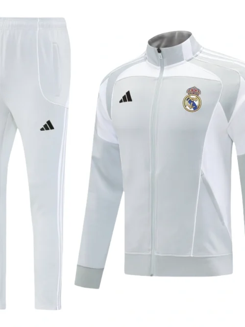 Real Madrid ensemble d'entraînement White&Grey 2025-26 (Jacket+Pants)