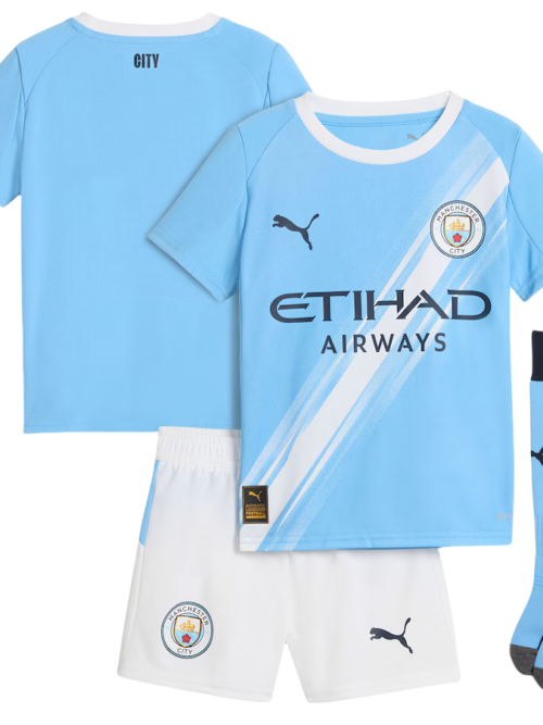 Manchester City domicile enfant maillots ensemble 2025-26 (maillot+Shorts+Socks)