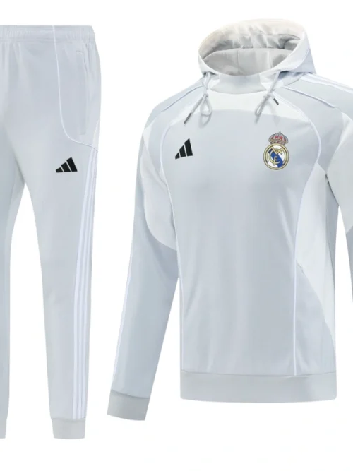 Real Madrid ensemble d'entraînement Light Grey 2025-26 (Jacket+Pants)