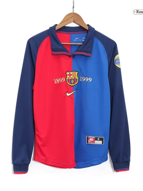 Barcelona Retro domicile manches longues maillot 1999-00