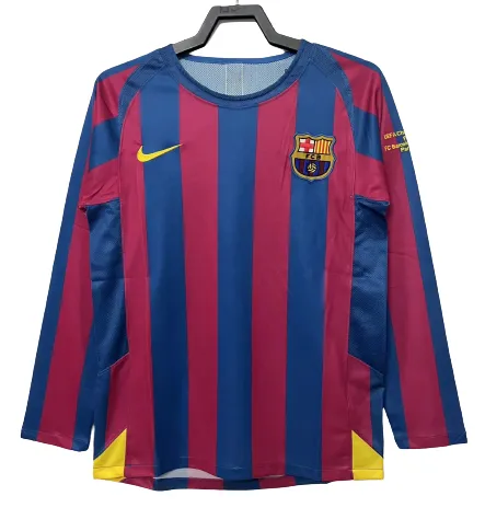 Barcelona Retro manches longues UCL Edition domicile maillot 2005-06