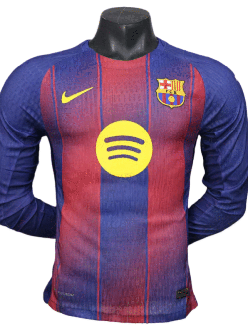 Barcelona domicile maillot maillot version joueur manches longues 25-26