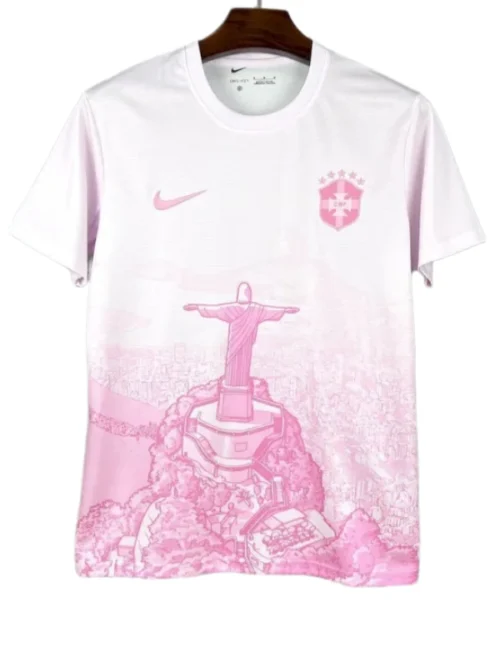 Brésil Édition Spéciale Maillot Rose Manches Courtes 2026 – Version Fan