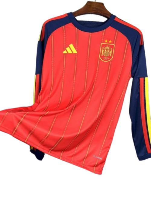 Espagne Coupe du Monde 2026 Édition Championne 2 Étoiles Maillot Domicile Manches Longues – Version Fan