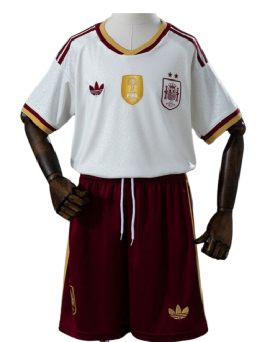 Espagne Coupe du Monde 2026 Édition Championne 2 Étoiles Maillot Extérieur Enfant – Version Fan
